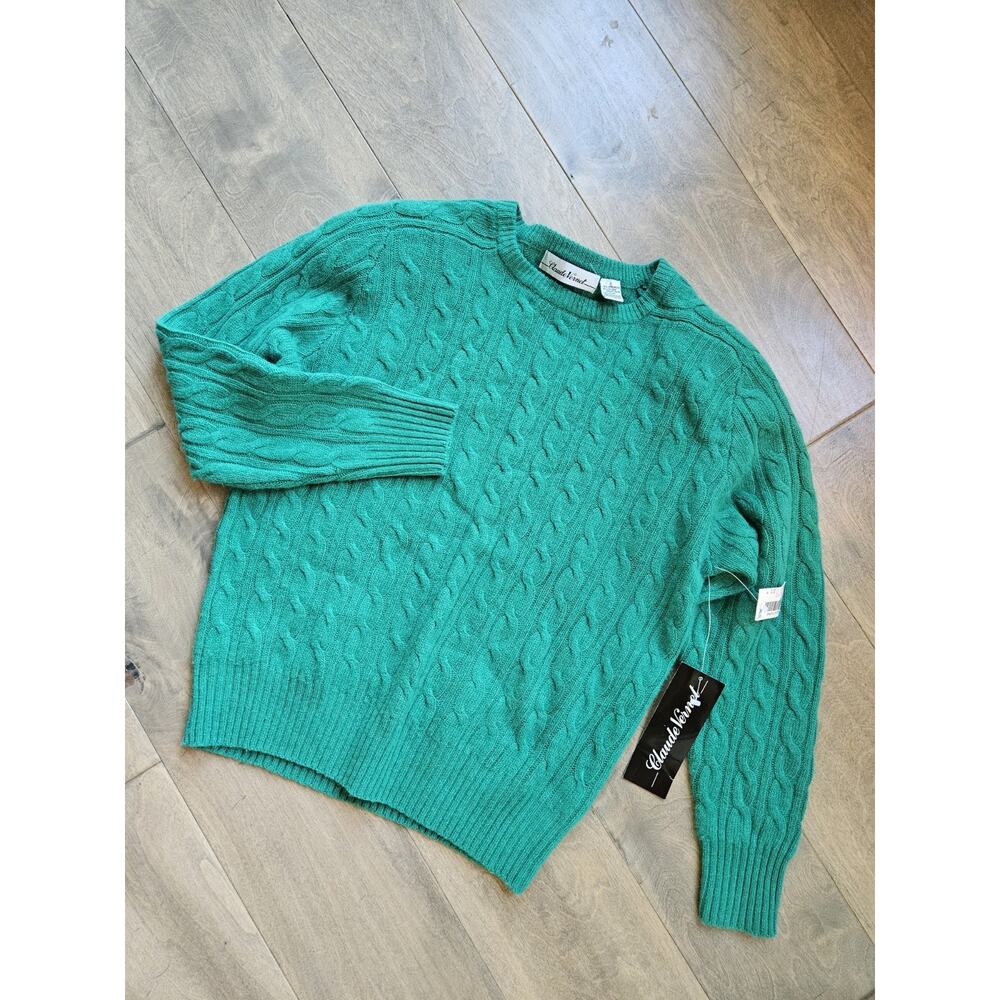 NWT Vtg Claude Vernet Womens Sz Small S Wool Blend Long Sleeve Green Sweater